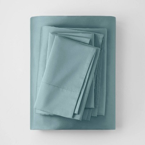 New - Full 500 Thread Count Washed Supima Sateen Solid Sheet Set Light Teal - Casaluna