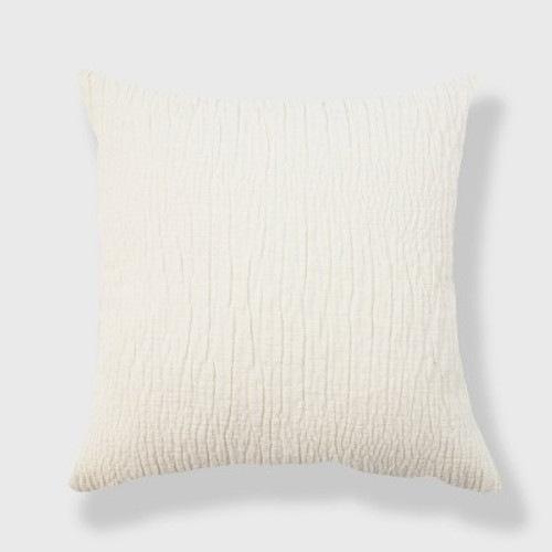 New - 24"x24" Oversized Chenille Textured Washed Woven Square Throw Pillow White - Evergrace