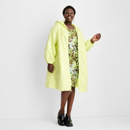New - Women's Cinched Waist Hooded Jacket - Future Collective with Gabriella Karefa-Johnson Lime Green 4X
