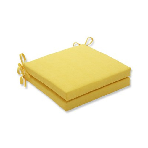 New - 20"x20"x3" Fresco Outdoor 2-Piece Square Seat Cushion Set Yellow - Pillow Perfect