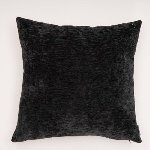 New - 20"x20" Oversize Dainty Chenille to Linen Reverse Square Throw Pillow Black - Evergrace