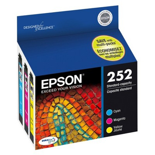 New - Epson 252 C/M/Y 3pk Ink Cartridges - Cyan, Magenta, Yellow (T252520-CP)