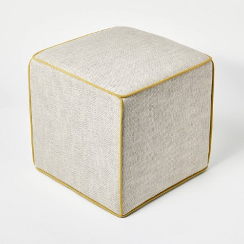 New - Lynwood Square Upholstered Cube Mustard Contrast Piping - Threshold designed with Studio McGee