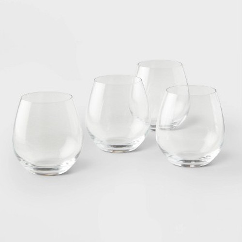 New - 4pk Geneva Crystal 19.2oz Stemless Wine Glasses Red - Threshold Signature