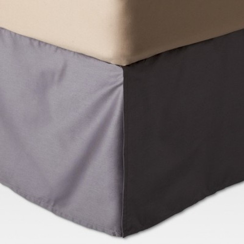 New - Gray Wrinkle-Resistant Cotton Bed Skirt (Full) - Threshold