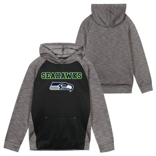 New - NFL Seattle Seahawks Boys' Black/Gray Long Sleeve Hooded Sweatshirt - S