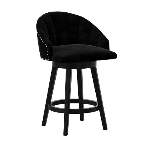 Open Box Dulcie Wood and Upholstered Swivel Counter Height Barstool Black - Hillsdale Furniture