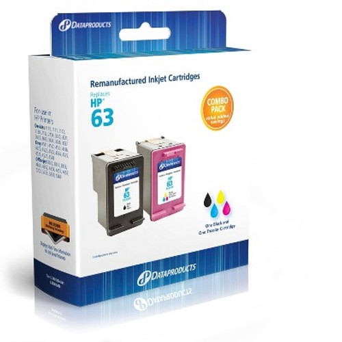 New - Remanufactured Black/Tri-Color 2-Pack Standard Ink Cartridges - Compatible with HP 63 Ink Series (L0R46AN) - Dataproducts