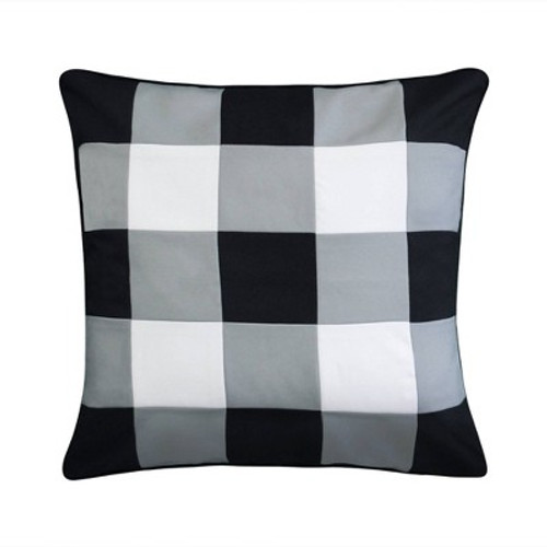 New - 20"x20" Oversize Gingham Decorative Patio Square Throw Pillow Black - Edie@Home