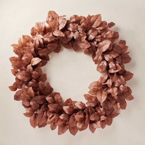 New - 30" Faux Rusted Beech Leaf Fall Wreath - Hearth & Hand with Magnolia