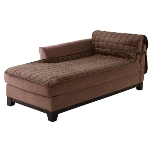 New - Antimicrobial Quilted Armless Chaise Furniture Protector Chocolate - Sure Fit