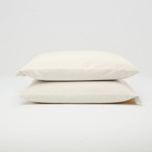 Open Box King Washed Supima Percale Solid Pillowcase Set Natural - Casaluna