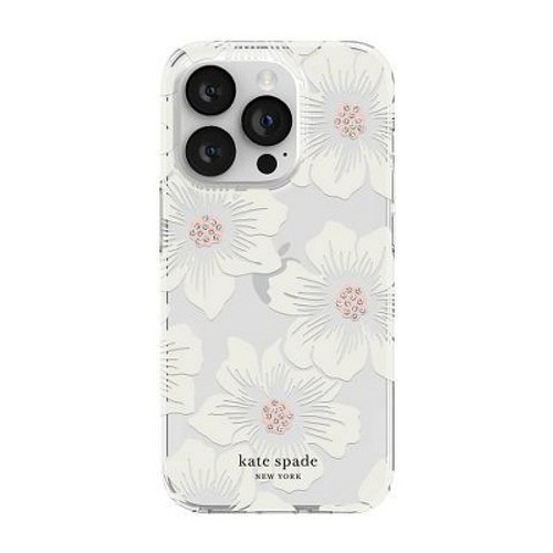 New - Kate Spade New York Apple iPhone 14 Pro Protective Hardshell Case - Hollyhock Floral with Stones