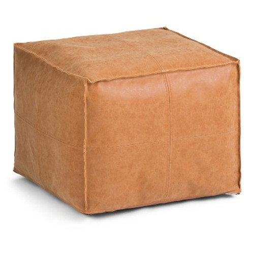 Open Box Wendal Square Pouf Distressed Brown - WyndenHall