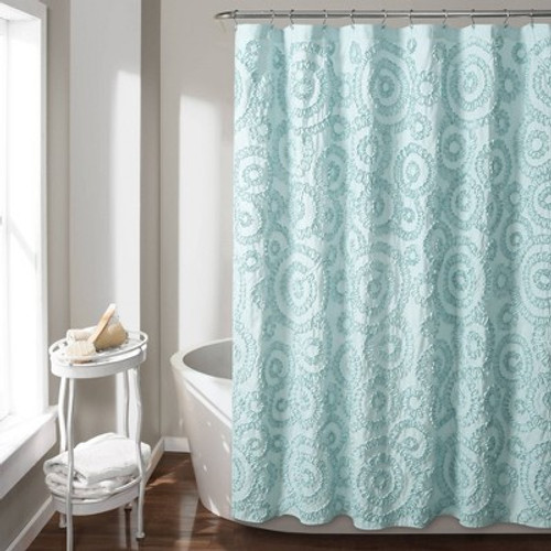 New - 72"x84" Keila Shower Curtain Blue - Lush Décor