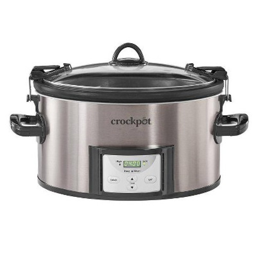 New - Crock Pot 7qt Cook & Carry Programmable Easy-Clean Slow Cooker - Premium Black Stainless Steel