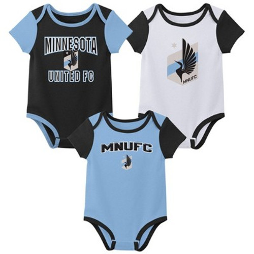 New - MLS Minnesota United FC Infant 3pk Bodysuit - 3-6M