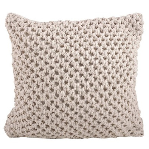 Open Box 20"x20" Oversize Knitted Design Square Throw Pillow Vanilla - Saro Lifestyle