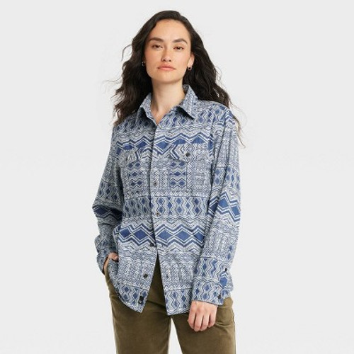New - Houston White Adult Long Sleeve African Woven Button-Down Shirt - Blue S