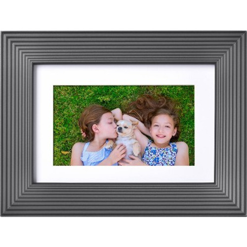 Open Box 7" Digital Picture Frame with Mat Gray Wood - Polaroid