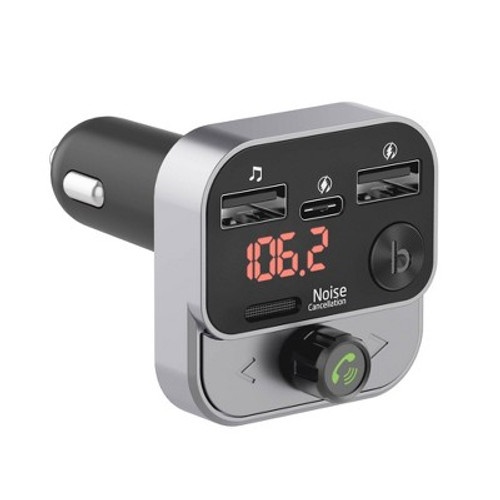 New - Just Wireless Bluetooth FM Transmitter with USB-C and USB-A Charging Port - Black