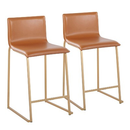 Open Box Set of 2 26" Mara Contemporary Counter Height Barstools Gold/Camel - LumiSource