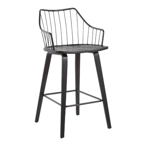 Open Box 26" Winston Counter Height Barstool Black - LumiSource