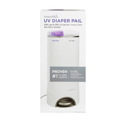 New - Munchkin UV Diaper Pail - White