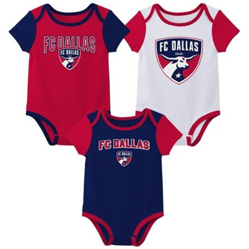 New - MLS FC Dallas Infant 3pk Bodysuit - 3-6M