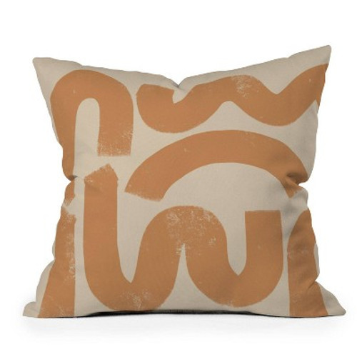 New - 16"x16" 'Almost Makes Perfect' Squig Square Throw Pillow Light Brown - Deny Designs