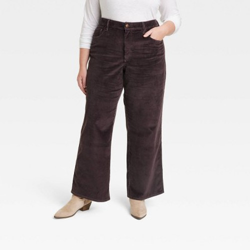 New - Women's High-Rise Corduroy Wide Leg Jeans - Universal Thread Brown 30