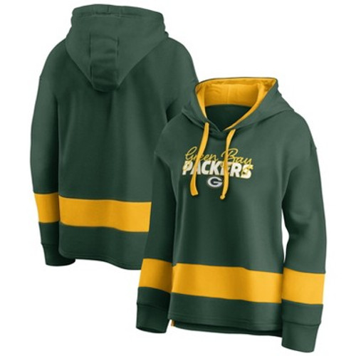 New - NFL Green Bay Packers Women's Halftime Adjustment Long Sleeve Fleece Hooded Sweatshirt - L