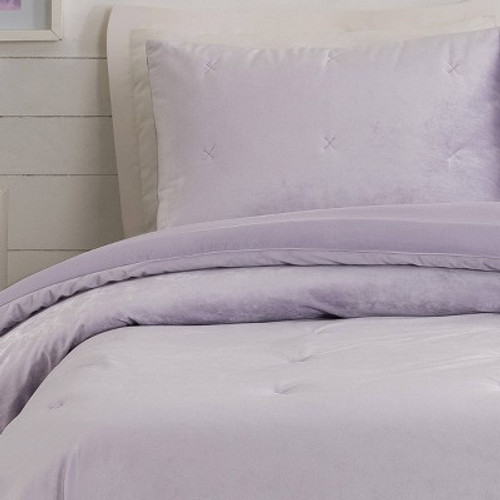 New - Twin/Twin Extra Long Teen Luxe Velvet Comforter Set Light Purple - Makers Collective