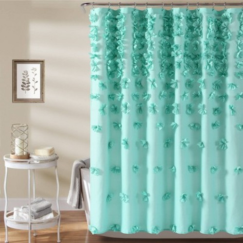 New - 72"x72" Riley Shower Curtain Aqua - Lush Décor