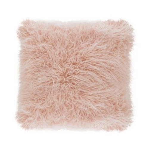 New - 18"x18" Poly Filled Faux Mongolian Fur Square Throw Pillow Rose - Saro Lifestyle