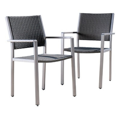 New - Cape Coral 2pk Wicker Dining Chairs - Gray - Christopher Knight Home