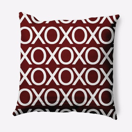 New - 16"x16" Hugs and Kisses Valentines Square Throw Pillow Maroon - e by design