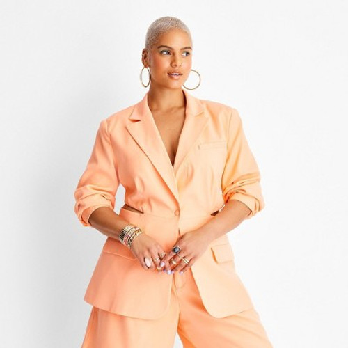 New - Women's Cut Out Blazer - Future Collective with Alani Noelle Peach Orange 4X