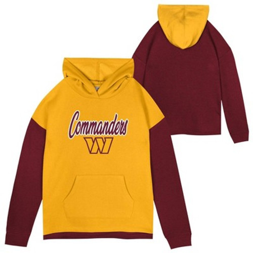 New - NFL Washington Commanders Girls' Fleece Hooded Sweatshirt - L