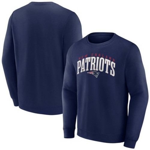 New - NFL New England Patriots Men's Varsity Letter Long Sleeve Crew Fleece Sweatshirt - L