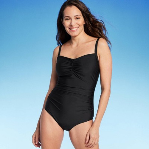 New - Lands' End Women's UPF 50 Full Coverage Tummy Control One Piece Swimsuit - Black S