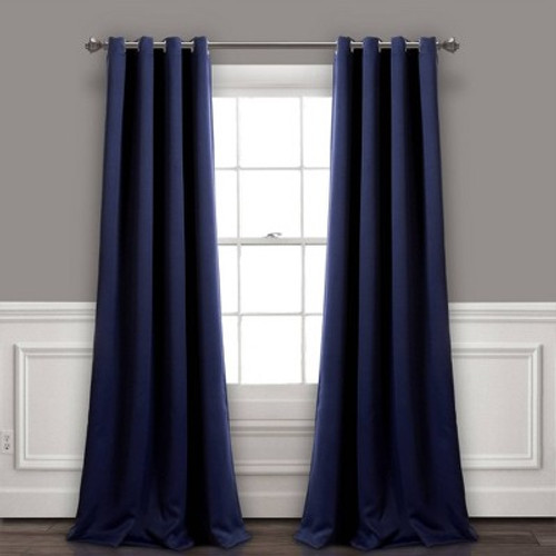 New - Set of 2 (63"x52") Insulated Grommet Top Blackout Curtain Panels Navy - Lush Décor