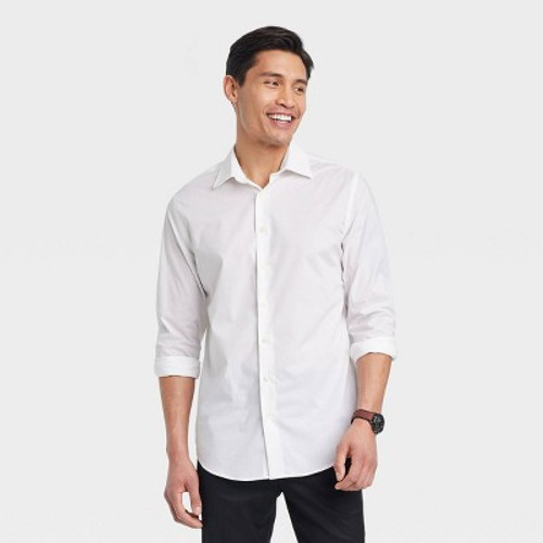New - Men's Performance Dress Long Sleeve Button-Down Shirt - Goodfellow & Co White XL