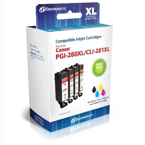 New - Remanufactured Black/Cyan/Magenta/Yellow 4-Pack XL High Yield Ink Cartridges - Compatible with Canon PGI-280XL/CLI-281XL Ink Series - Dataproducts