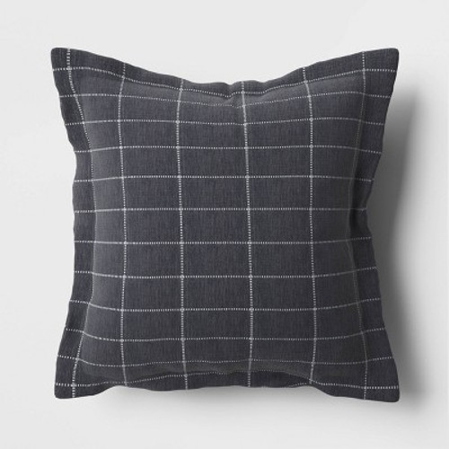 New - Woven Grid Outdoor Pillow Back Black - Threshold