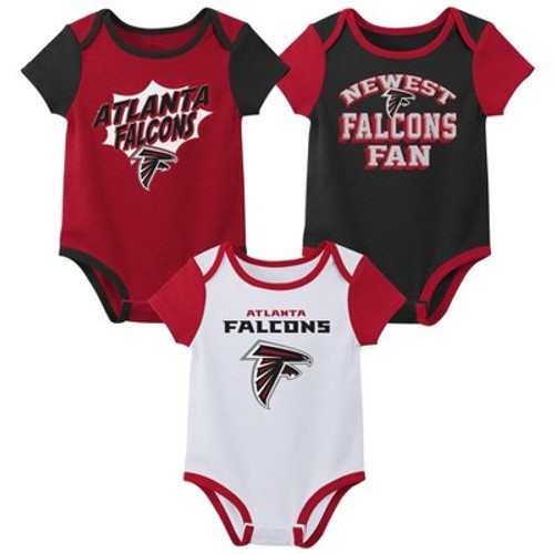 New - NFL Atlanta Falcons Infant Boys' 3pk Bodysuit - 12M