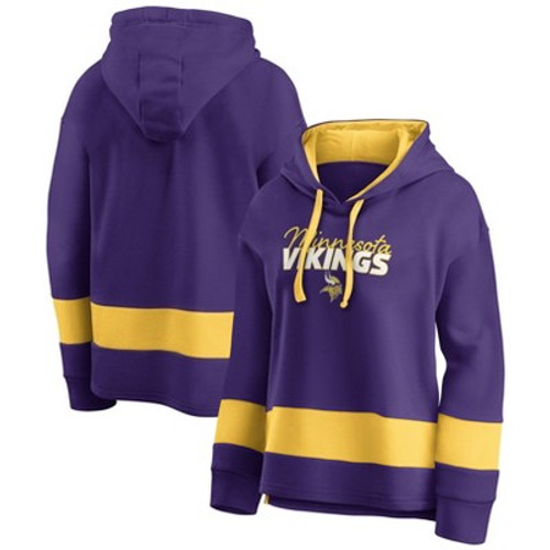 New - NFL Minnesota Vikings Women's Halftime Adjustment Long Sleeve Fleece Hooded Sweatshirt - L