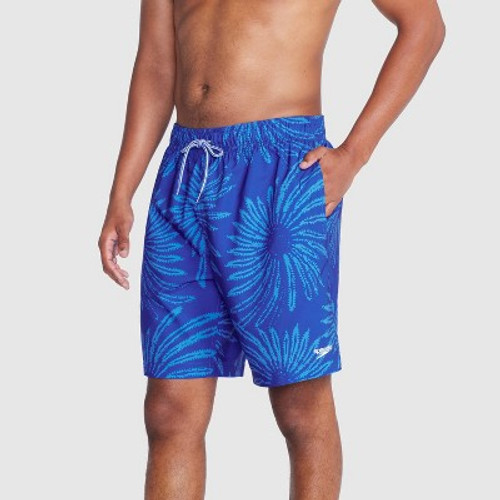 New - Speedo Men's 5.5" Floral Print Swim Shorts - Blue XL