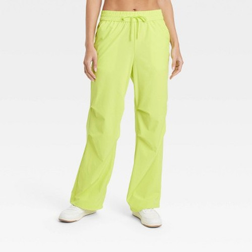 New - Women's Mid-Rise Parachute Pants - JoyLab Yellow M