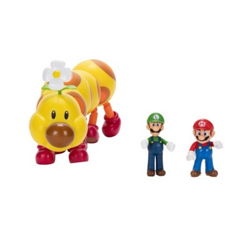 New - Nintendo Super Mario Wiggler, Mario, and Luigi Action Figure Set - 3pk